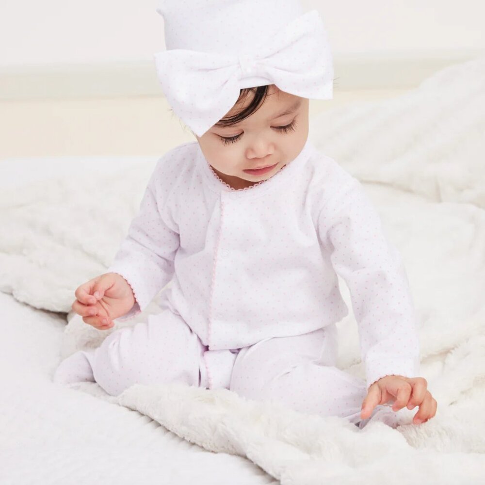 Kissy Kissy Pink and White Dots Print Footie